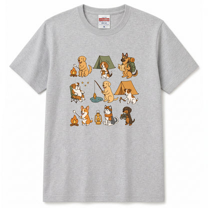 キャンプ 犬 Tシャツ 可愛い 犬 キャンプライフ アウトドア 半袖 ユニセックス ギフト