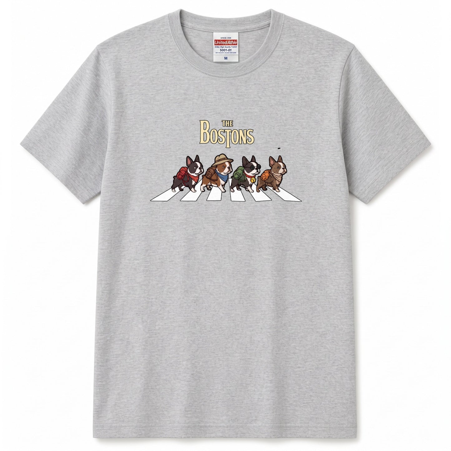 THE BOSTONS 横断歩道 キャンプ ゆるかわ Tシャツ 【犬好き・愛犬家・アウトドア・ギフトに最適】