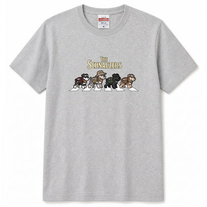 THE SCHNAUZERS 横断歩道 キャンプ ゆるかわ パロディTシャツ 【犬好き・愛犬家・アウトドア・ギフトに最適】