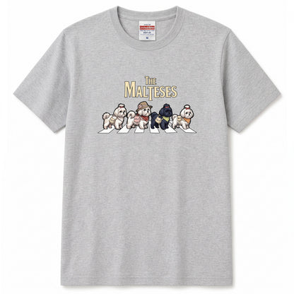 THE MALTESES 横断歩道 キャンプ ゆるかわ Tシャツ 【犬好き・愛犬家・アウトドア・ギフトに最適】