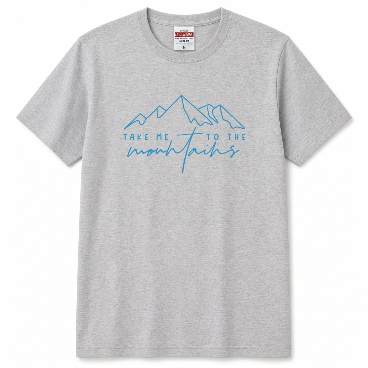 「Take me to the mountains」山 Tシャツ - ミニマル ラインアート 登山 ハイキング アウトドア キャンプ 服