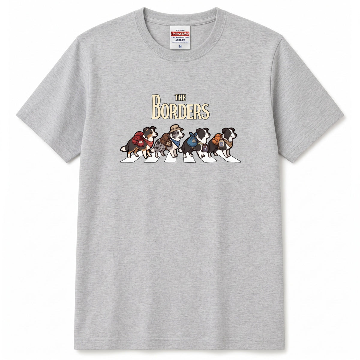 THE BORDERS 横断歩道 キャンプ ゆるかわ Tシャツ 【犬好き・愛犬家・アウトドア・ギフトに最適】
