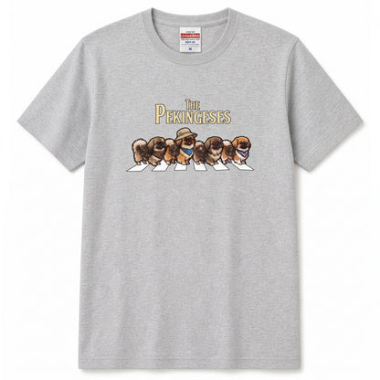 THE PEKINGESES 横断歩道 キャンプ ゆるかわ パロディTシャツ 【犬好き・愛犬家・アウトドア・ギフトに最適】