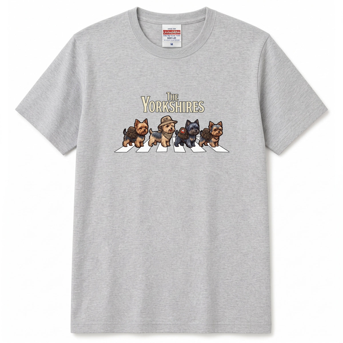 THE YORKSHIRES 横断歩道 キャンプ ゆるかわ Tシャツ 【犬好き・愛犬家・アウトドア・ギフトに最適】