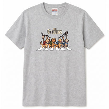 THE GOLDENS 横断歩道 キャンプ ゆるかわ Tシャツ 【犬好き・愛犬家・アウトドア・ギフトに最適】