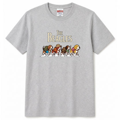 THE BEAGLES 横断歩道 キャンプ ゆるかわ パロディTシャツ 【犬好き・愛犬家・アウトドア・ギフトに最適】
