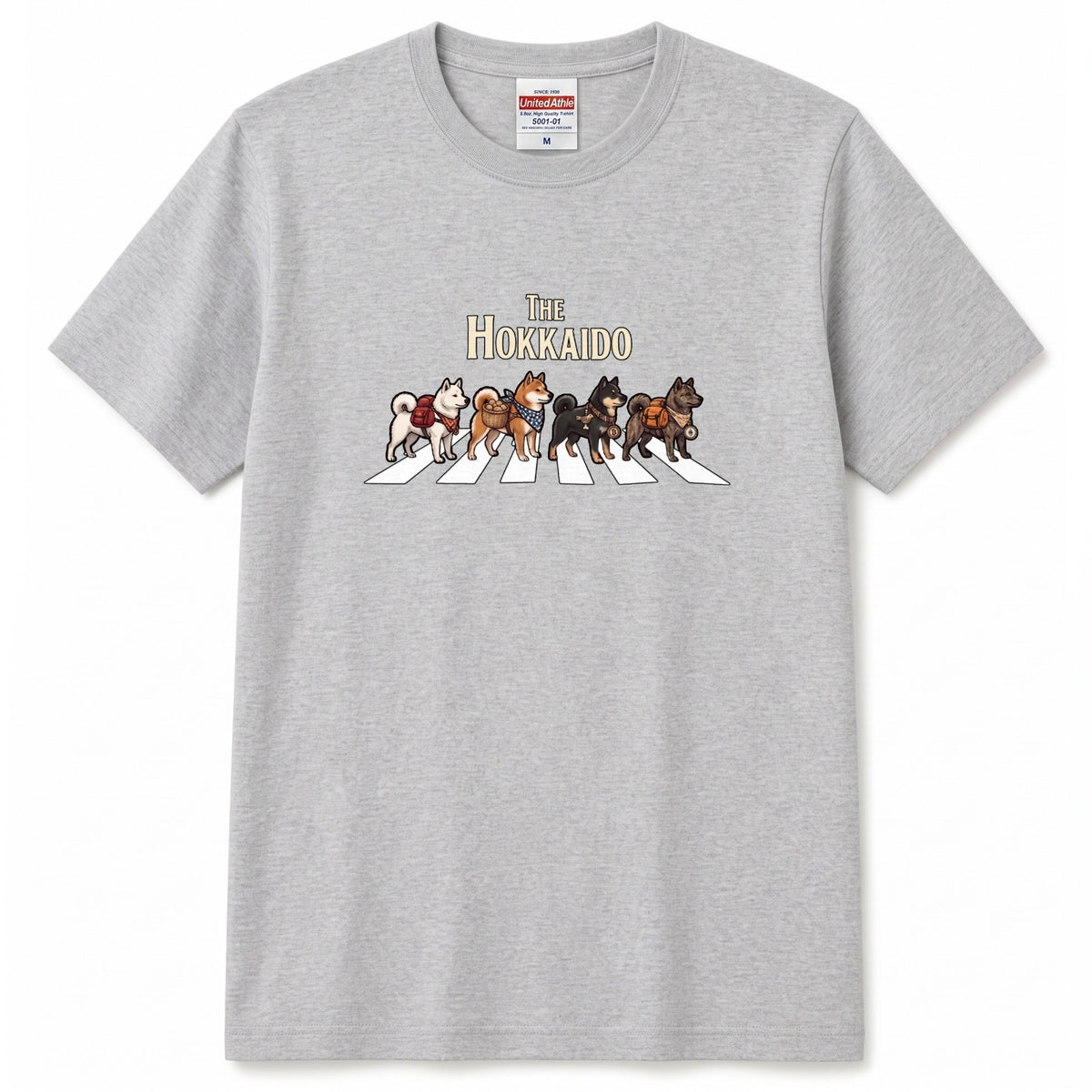 THE HOKKAIDO 横断歩道 キャンプ ゆるかわ Tシャツ 【犬好き・愛犬家・アウトドア・ギフトに最適】