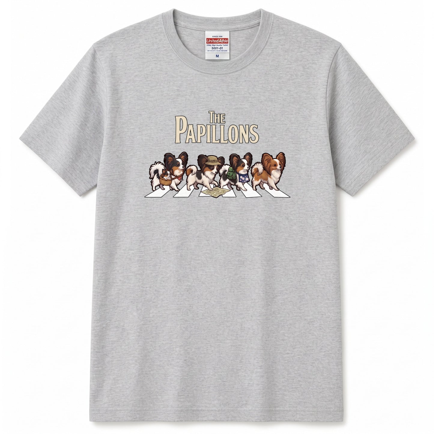 THE PAPILLONS 横断歩道 キャンプ ゆるかわ Tシャツ 【犬好き・愛犬家・アウトドア・ギフトに最適】