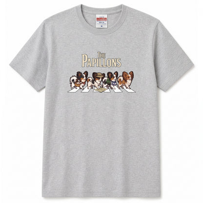 THE PAPILLONS 横断歩道 キャンプ ゆるかわ Tシャツ 【犬好き・愛犬家・アウトドア・ギフトに最適】