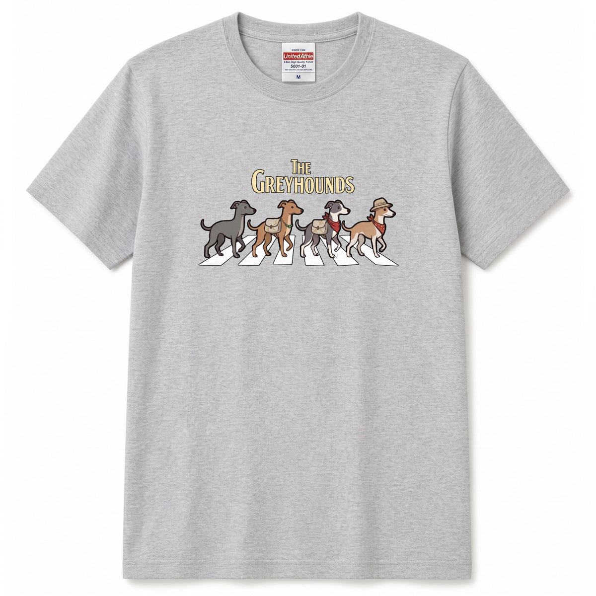 THE GREYHOUNDS 横断歩道 キャンプ ゆるかわ Tシャツ 【犬好き・愛犬家・アウトドア・ギフトに最適】