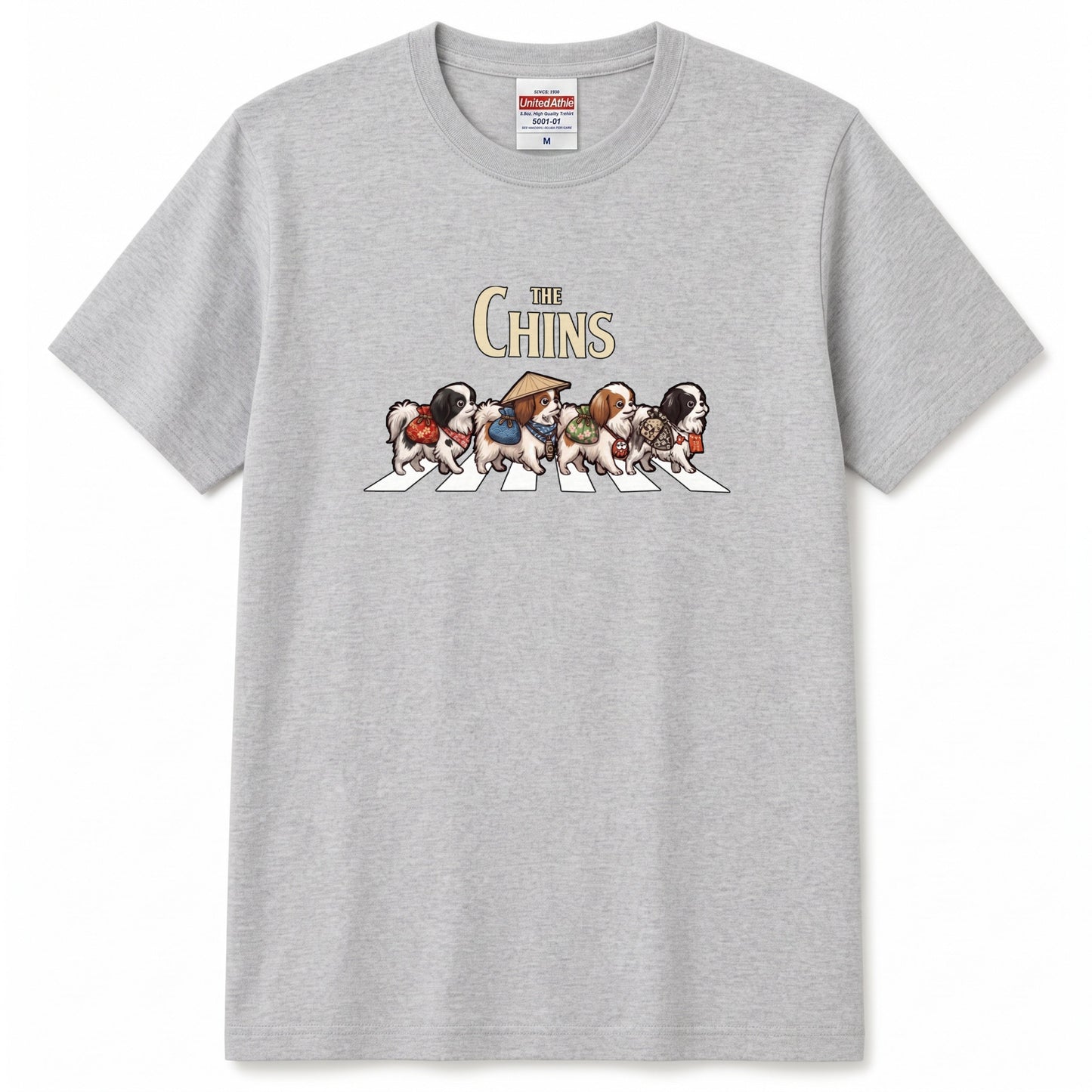 THE CHINS 横断歩道 キャンプ ゆるかわ Tシャツ 【犬好き・愛犬家・アウトドア・ギフトに最適】