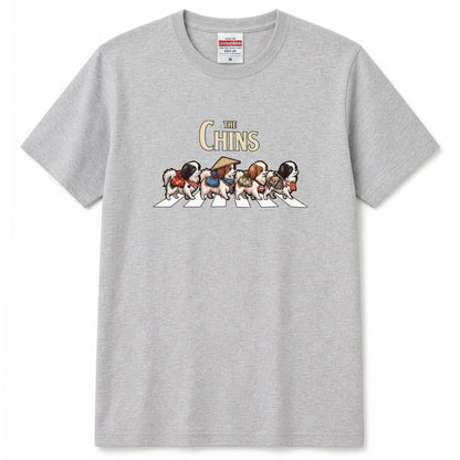 THE CHINS 横断歩道 キャンプ ゆるかわ Tシャツ 【犬好き・愛犬家・アウトドア・ギフトに最適】