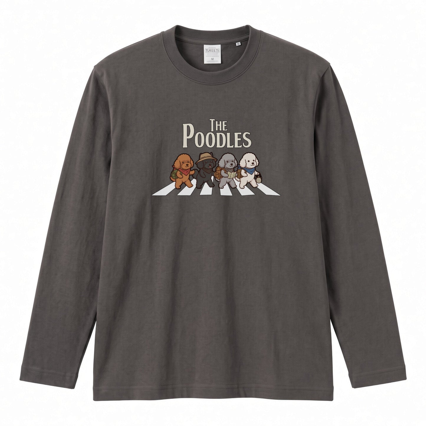 THE POODLES ロンT | レトロ クラシック バンド風 犬グラフィック 長袖 カジュアル Tシャツ【おもしろTシャツ・普段着・ルームウェア・ユニセックス・ギフトに最適】