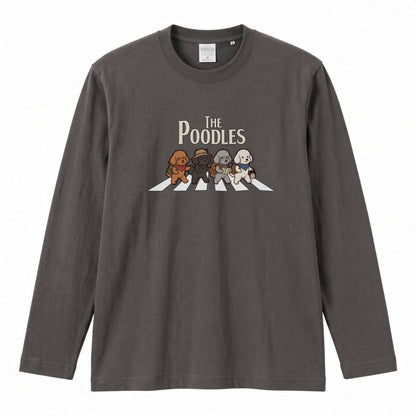 THE POODLES ロンT | レトロ クラシック バンド風 犬グラフィック 長袖 カジュアル Tシャツ【おもしろTシャツ・普段着・ルームウェア・ユニセックス・ギフトに最適】