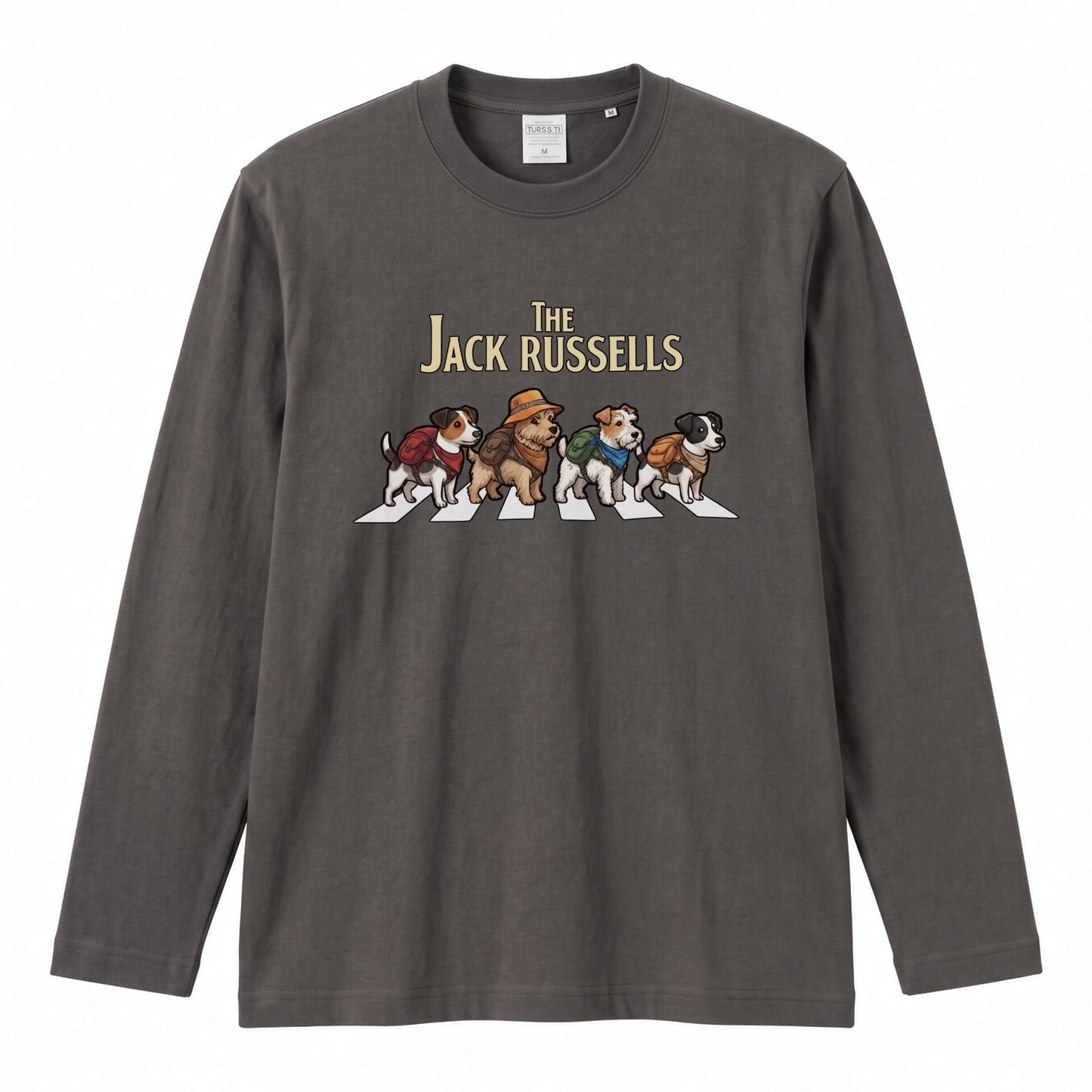 THE JACK RUSSELLS ジャックラッセルテリア散歩デザイン ブラック長袖Tシャツ