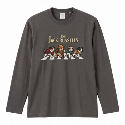THE JACK RUSSELLS ジャックラッセルテリア散歩デザイン ブラック長袖Tシャツ