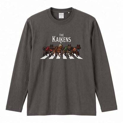THE KAIKENS 甲斐犬散歩デザイン ブラック長袖Tシャツ