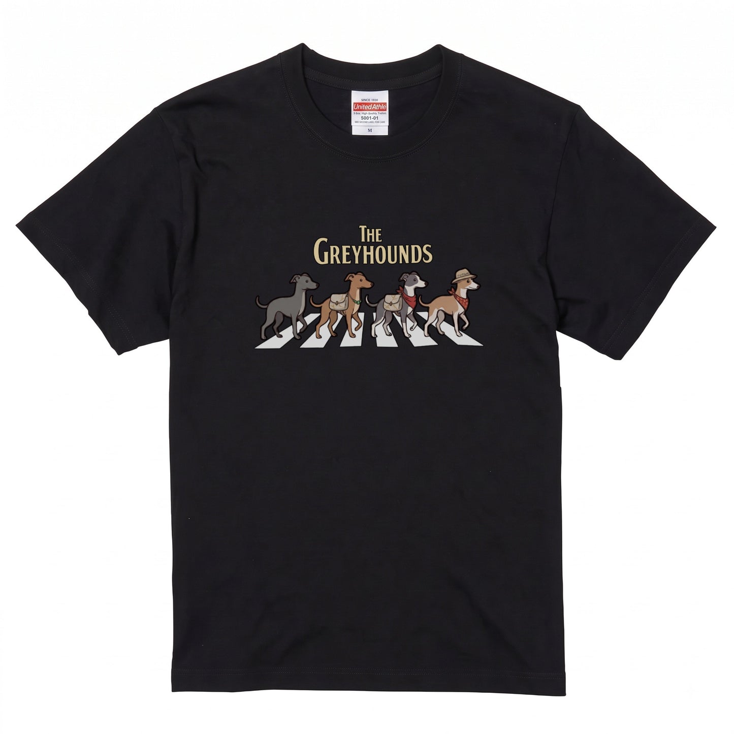 THE GREYHOUNDS 横断歩道 キャンプ ゆるかわ Tシャツ 【犬好き・愛犬家・アウトドア・ギフトに最適】