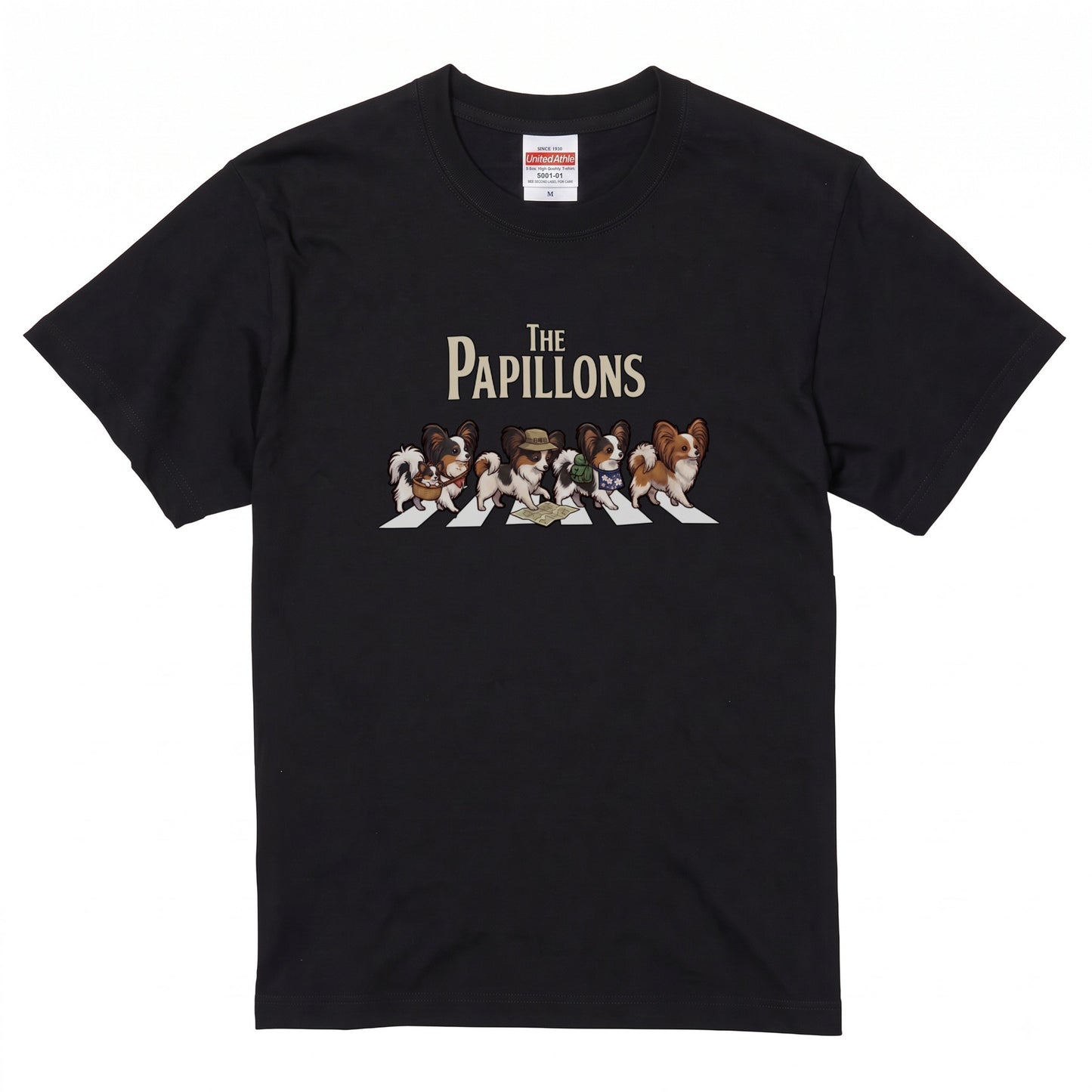 THE PAPILLONS 横断歩道 キャンプ ゆるかわ Tシャツ 【犬好き・愛犬家・アウトドア・ギフトに最適】
