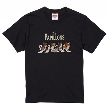 THE PAPILLONS 横断歩道 キャンプ ゆるかわ Tシャツ 【犬好き・愛犬家・アウトドア・ギフトに最適】