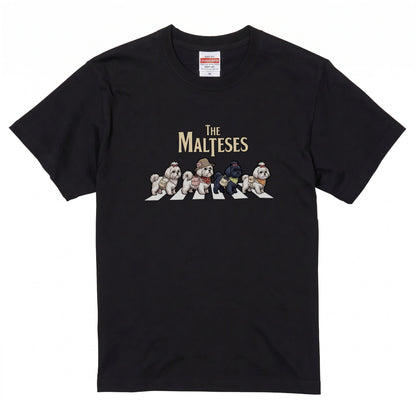 THE MALTESES 横断歩道 キャンプ ゆるかわ Tシャツ 【犬好き・愛犬家・アウトドア・ギフトに最適】