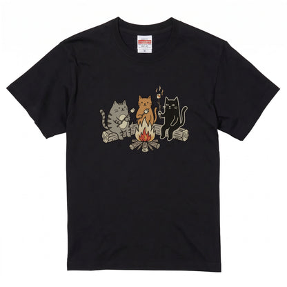 焚き火 猫マシュマロ Tシャツ - CAMPMODE | キャンプ ウェア