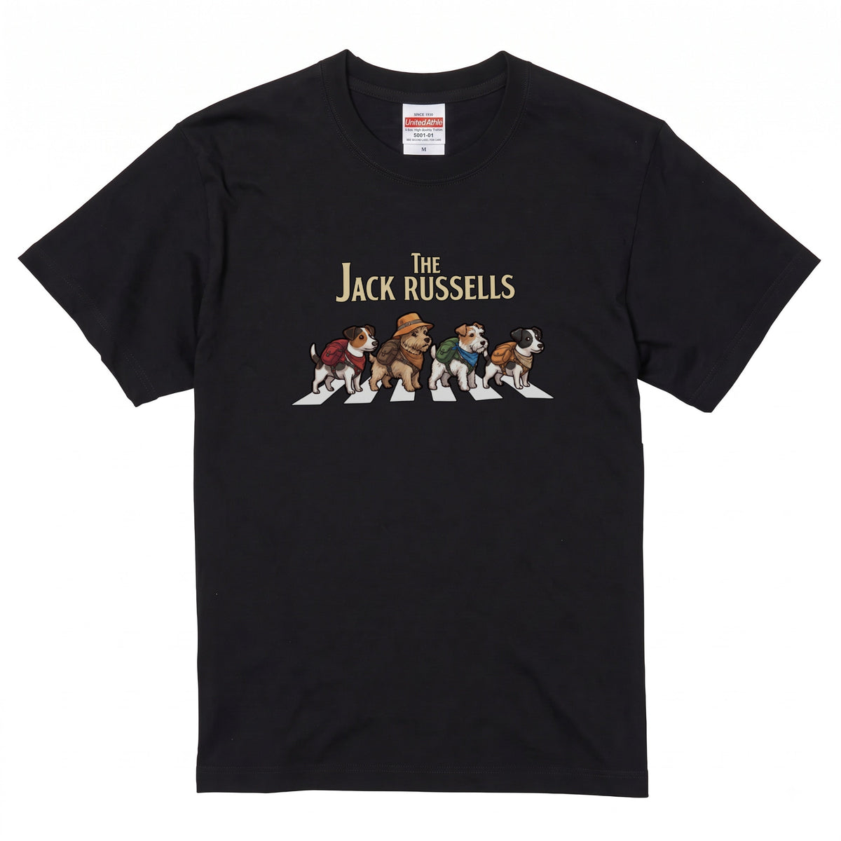 THE JACK RUSSELLS 横断歩道 キャンプ ゆるかわ Tシャツ 【犬好き・愛犬家・アウトドア・ギフトに最適】