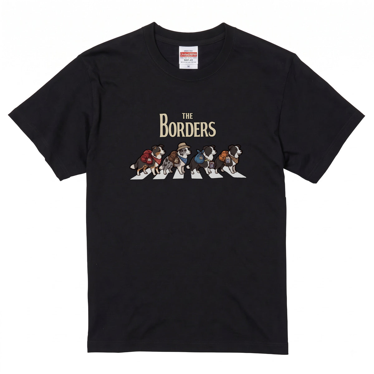 THE BORDERS 横断歩道 キャンプ ゆるかわ Tシャツ 【犬好き・愛犬家・アウトドア・ギフトに最適】