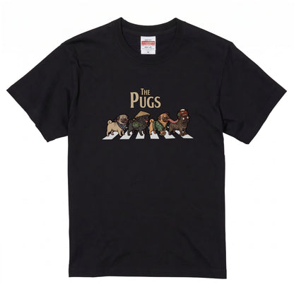 THE PUGS 横断歩道 キャンプ ゆるかわ Tシャツ 【犬好き・愛犬家・アウトドア・ギフトに最適】