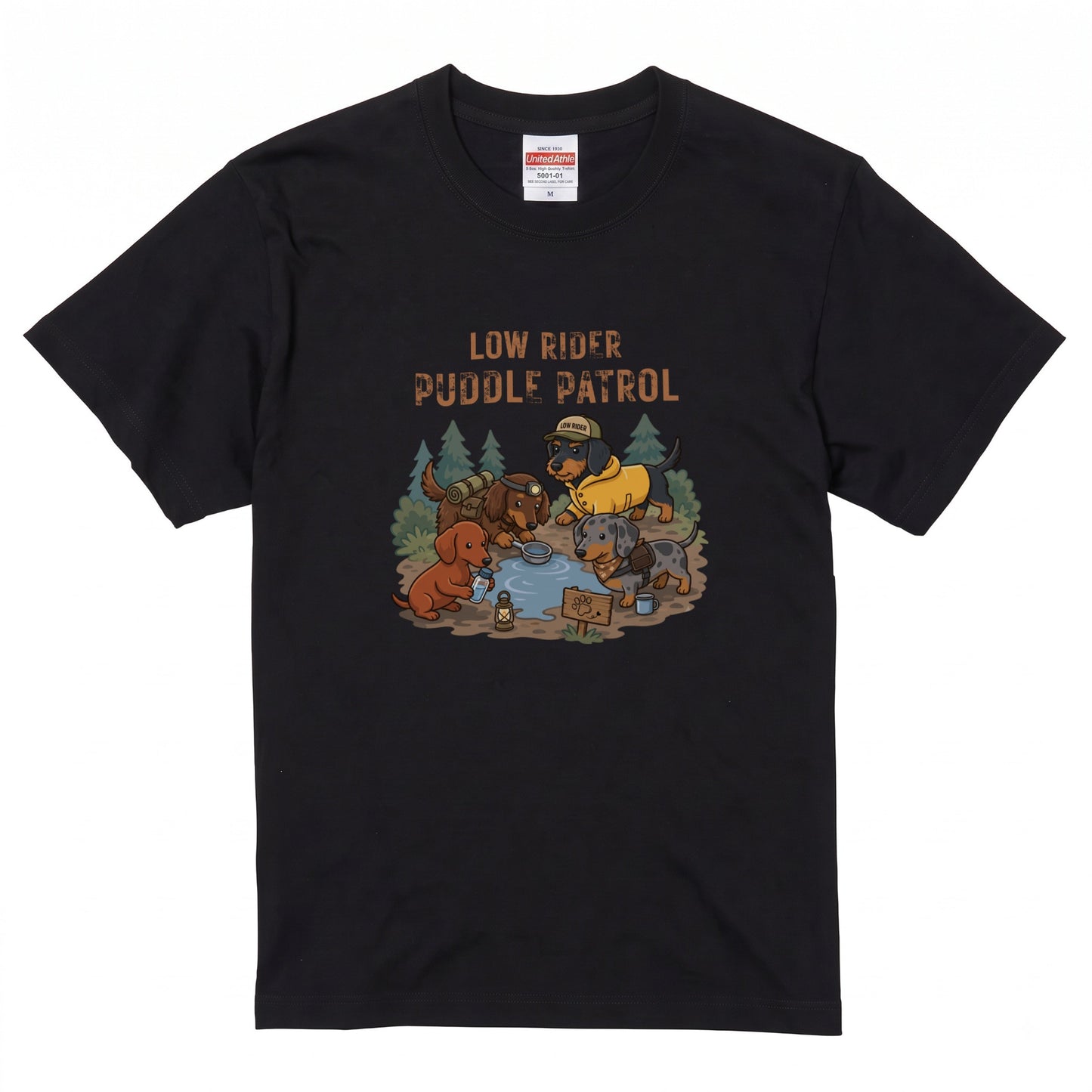 LOW RIDER PUDDLE PATROL ダックスフンドTシャツ