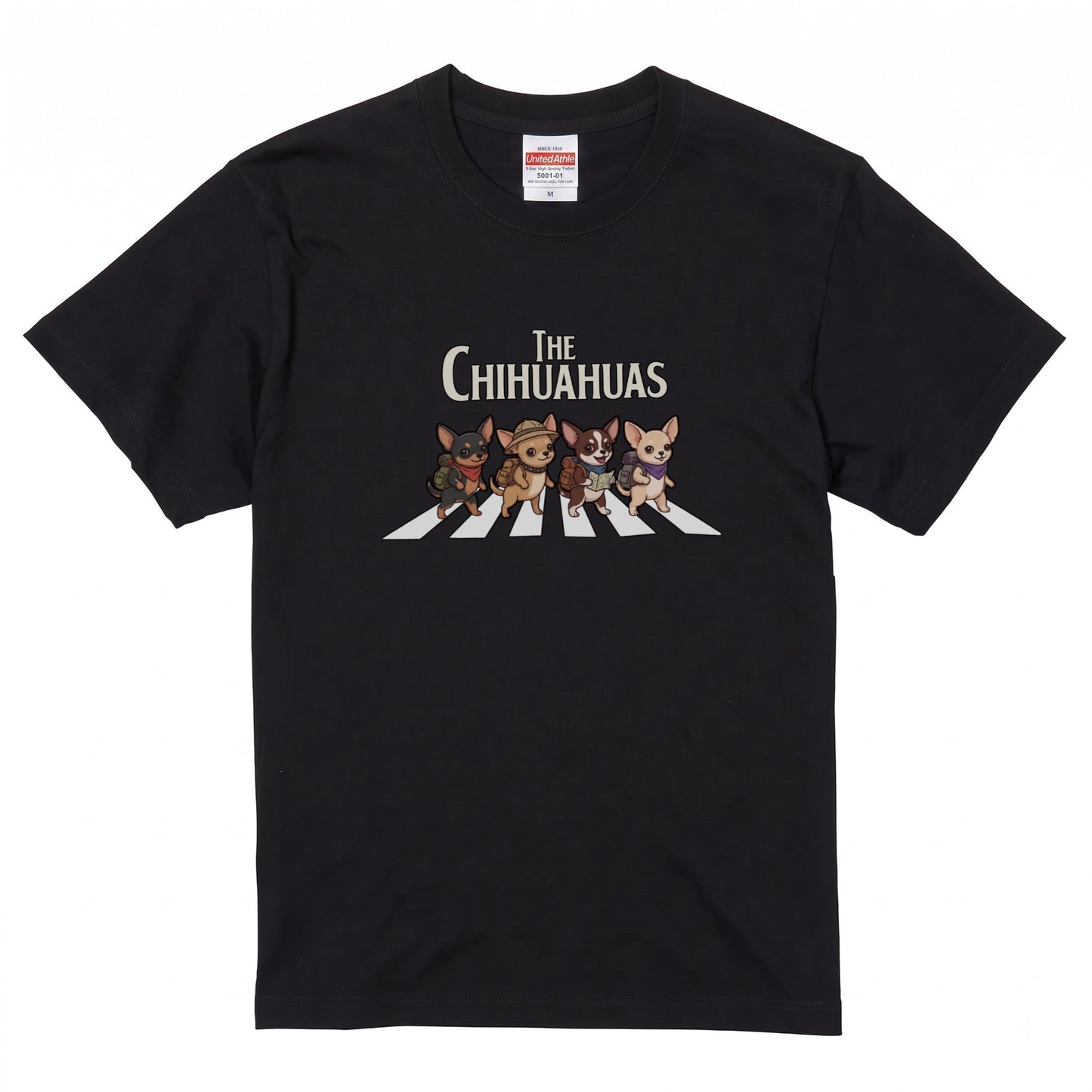 THE CHIHUAHUAS | 横断歩道 ゆるかわ チワワ キャンプ パロディTシャツ【犬好き・愛犬家・アウトドア・ギフトに最適】