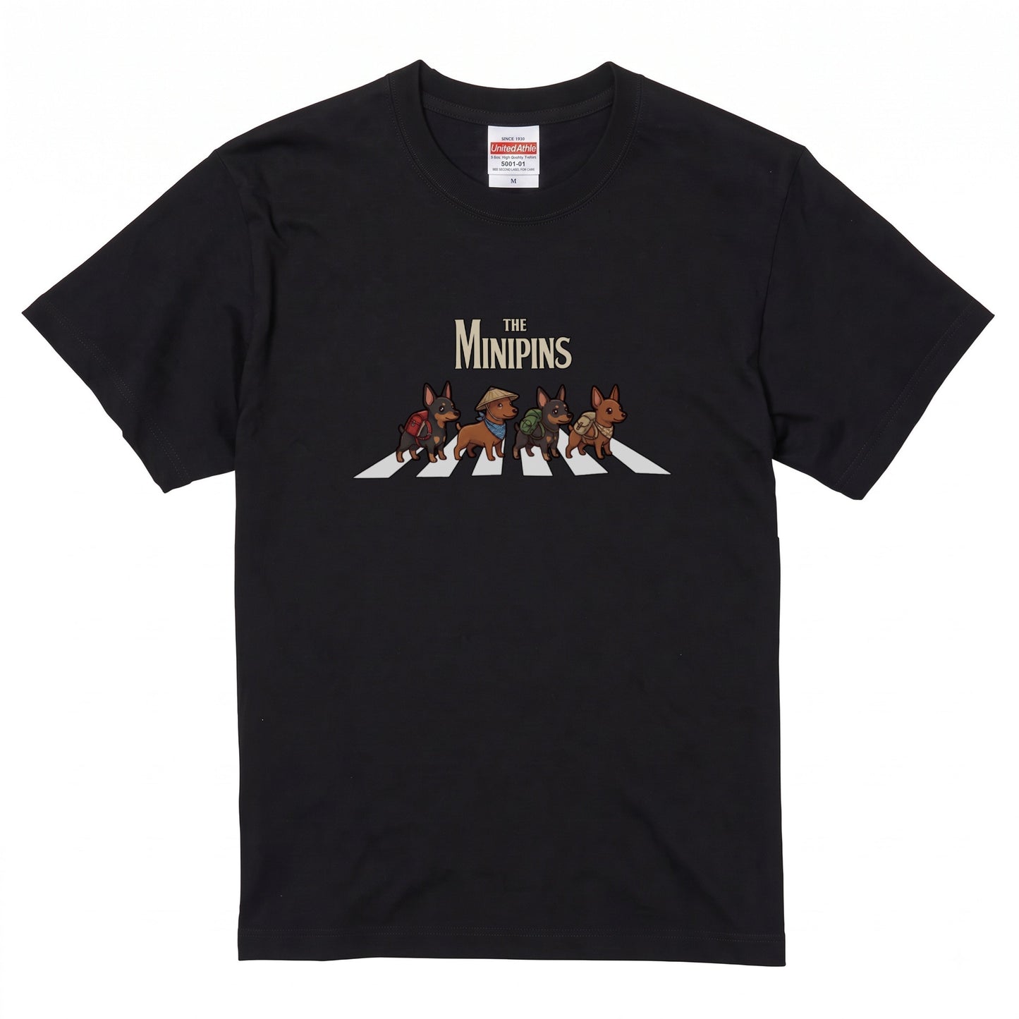 THE MINIPINS 横断歩道 キャンプ ゆるかわ Tシャツ 【犬好き・愛犬家・アウトドア・ギフトに最適】
