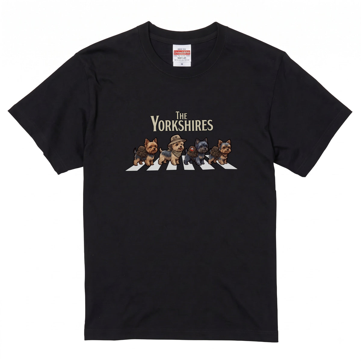 THE YORKSHIRES 横断歩道 キャンプ ゆるかわ Tシャツ 【犬好き・愛犬家・アウトドア・ギフトに最適】