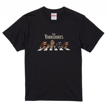 THE YORKSHIRES 横断歩道 キャンプ ゆるかわ Tシャツ 【犬好き・愛犬家・アウトドア・ギフトに最適】