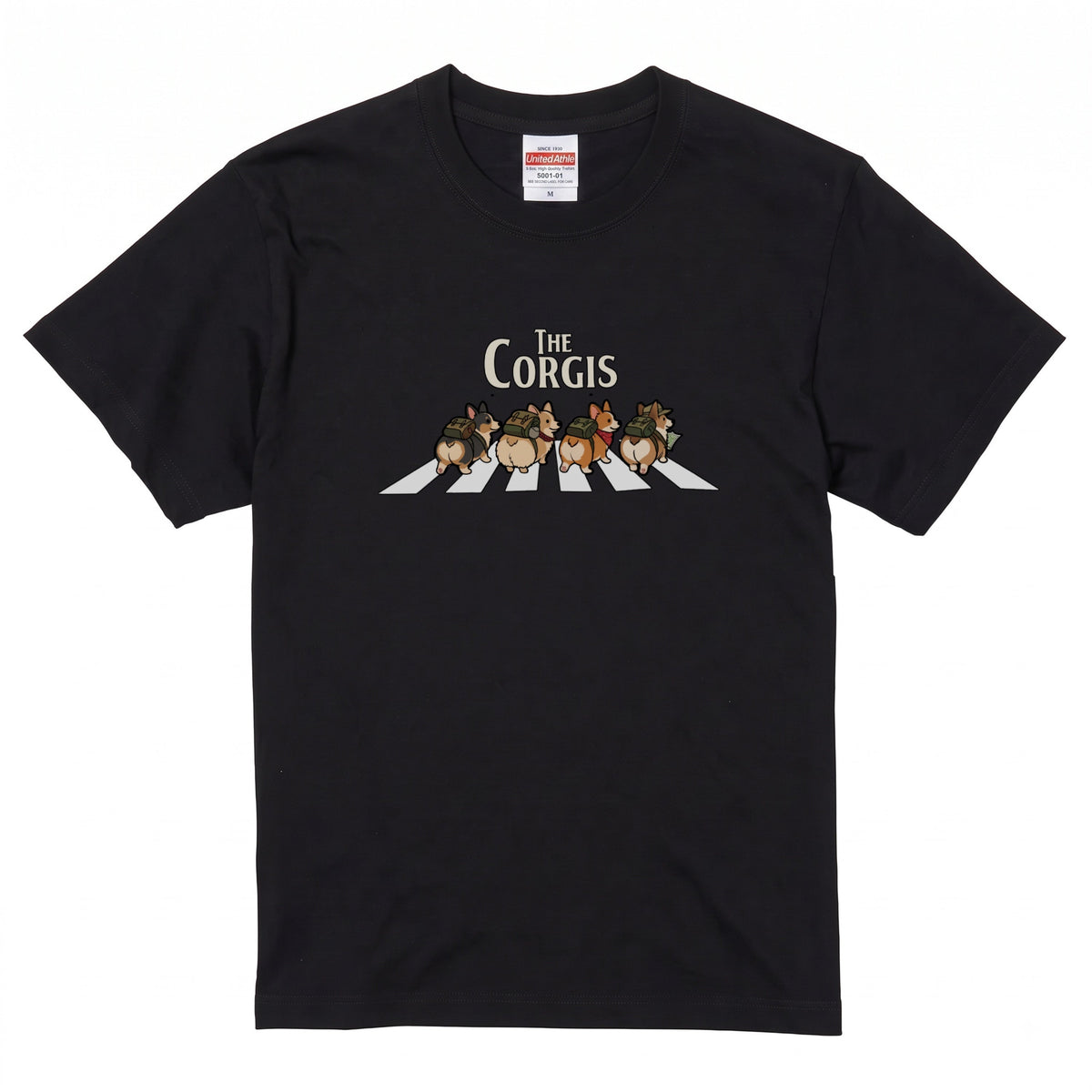 THE CORGIS | コーギー 横断歩道 ゆるかわパロディTシャツ【犬好き・愛犬家・ギフトに最適】