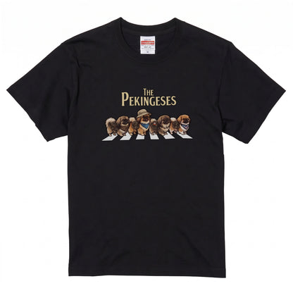 THE PEKINGESES 横断歩道 キャンプ ゆるかわ パロディTシャツ 【犬好き・愛犬家・アウトドア・ギフトに最適】