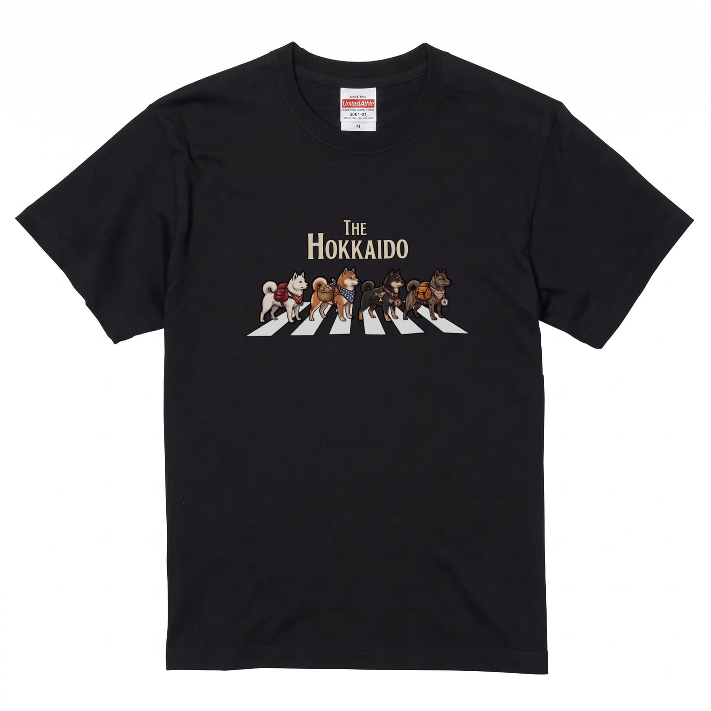THE HOKKAIDO 横断歩道 キャンプ ゆるかわ Tシャツ 【犬好き・愛犬家・アウトドア・ギフトに最適】