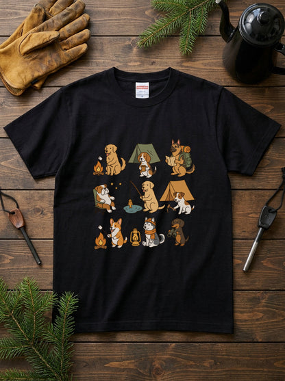 かわいい犬のキャンプTシャツ, 自然愛好家へのハイキング犬ギフト
