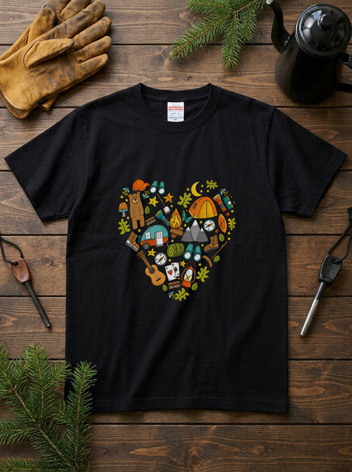 Camping Heart Cute Outdoor Graphic T-Shirt