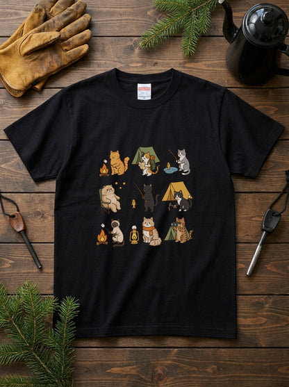 猫好きキャンパーのためのかわいいTシャツ