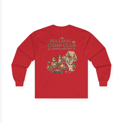 Bulldog Camp Club Campfire Coffee Back Print Long Sleeve T-Shirt