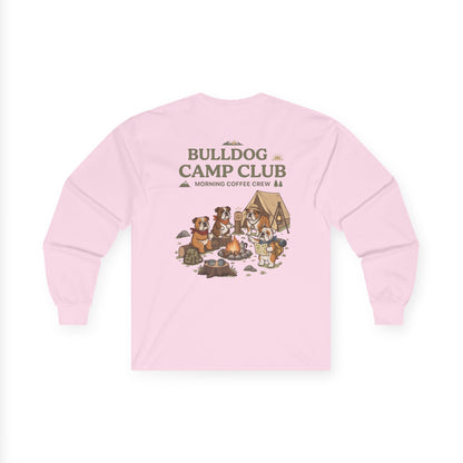 Bulldog Camp Club Campfire Coffee Back Print Long Sleeve T-Shirt