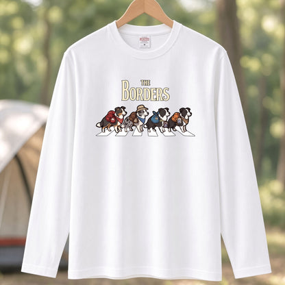 THE BORDERS ボーダーコリー散歩デザイン ブラック長袖Tシャツ