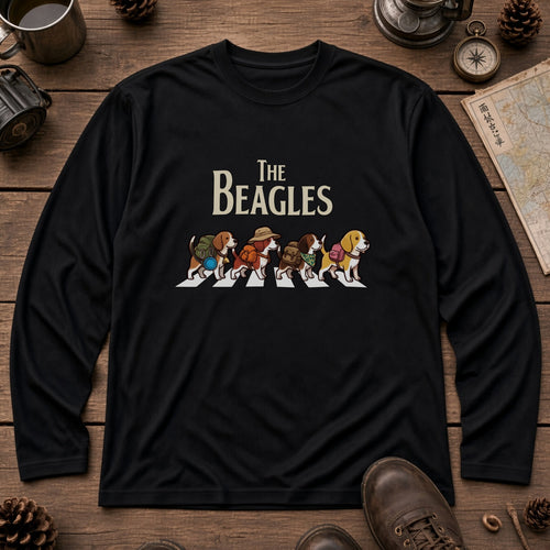Beagles Walking Dogs White Long Sleeve T-Shirt