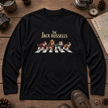 THE JACK RUSSELLS ジャックラッセルテリア散歩デザイン ブラック長袖Tシャツ