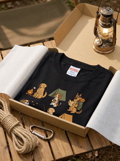 かわいい犬のキャンプTシャツ, 自然愛好家へのハイキング犬ギフト