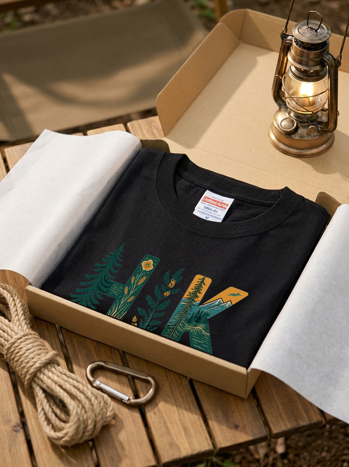 ヴィンテージ風 「HIKING」 文字ロゴ Tシャツ - レトロ マウンテン 風景 グラフィックTシャツ アウトドア 登山