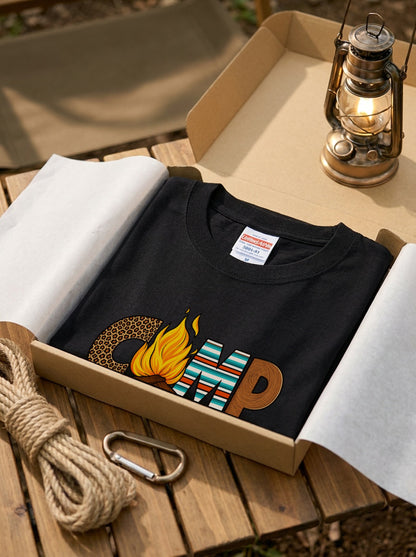 キャンプライフ Tシャツ メンズ レディース 焚き火 キャンプ アウトドア 半袖 カジュアル ギフト