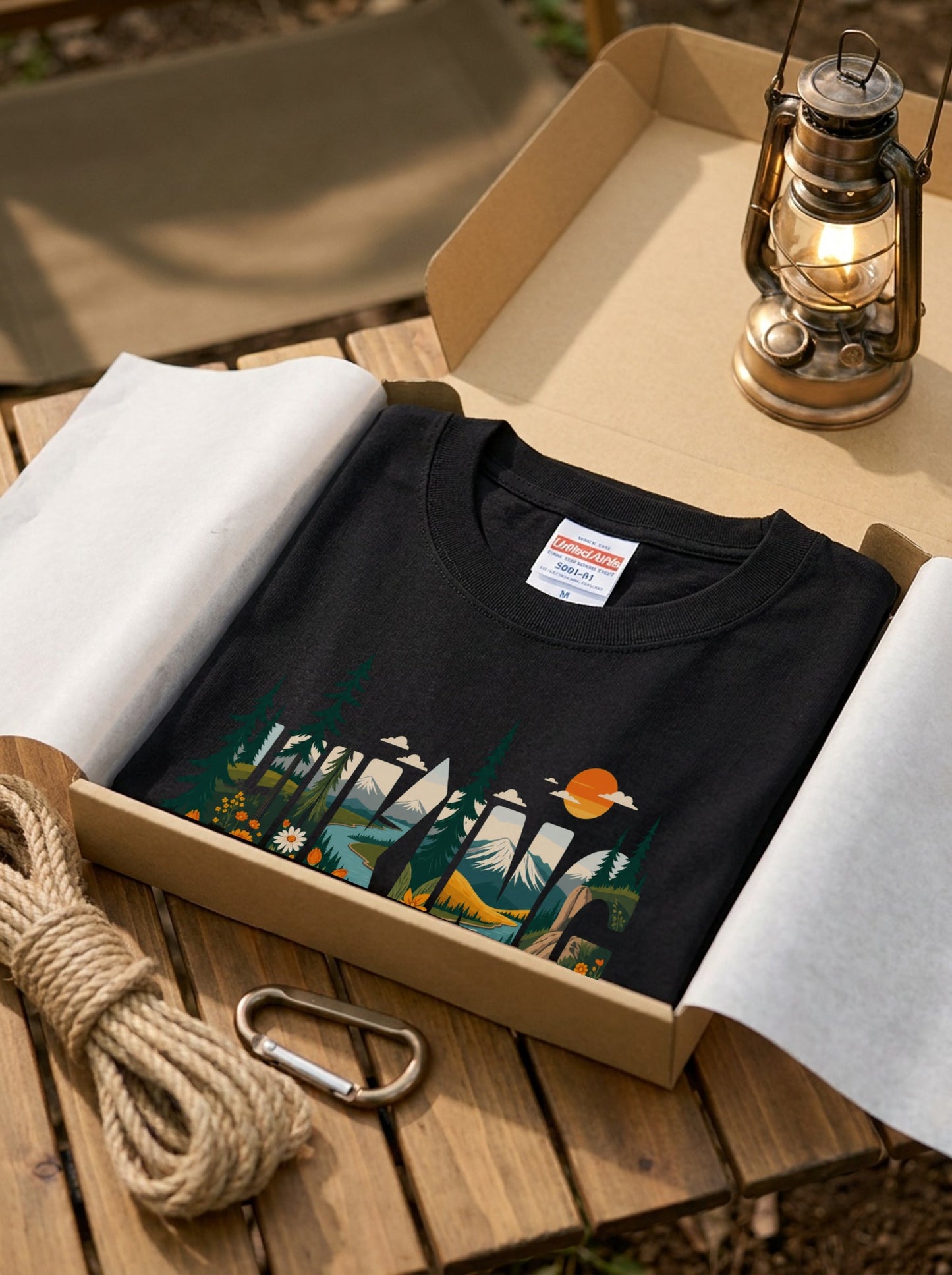 ハイキングシャツ：マウンテン・アドベンチャー・グラフィックTシャツ