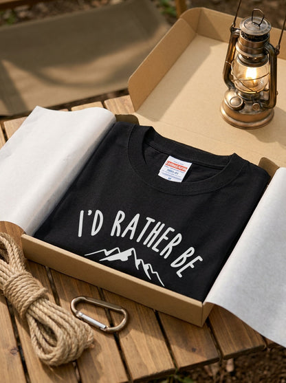 「I'd rather be hiking」山 Tシャツ - ミニマル マウンテン グラフィックTシャツ アウトドア 登山 キャンプ 服